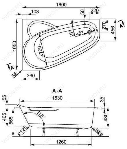 Vagnerplast Акриловая ванна Selena 160 L – фотография-4