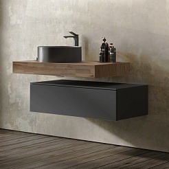 Jorno Тумба с раковиной Modulare 100 подвесная антрацит столешница трюфель – фотография-2