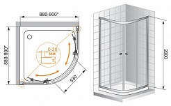 Cezares Душевой уголок ANIMA-W-R-2-90-C-Cr-IV – фотография-2