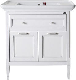 ASB-Woodline Тумба под раковину Гранда 85 белый (патина серебро) – фотография-1