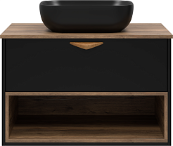 Brevita Тумба под раковину Bergen 80 подвесная дуб галифакс олово/черная – фотография-2