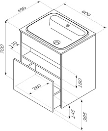 Am.Pm Тумба под раковину Func 60 подвесная темное дерево – фотография-11
