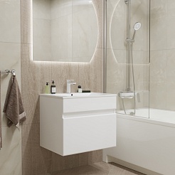 Mixline Тумба с раковиной Брикс 60 подвесная белая – фотография-9