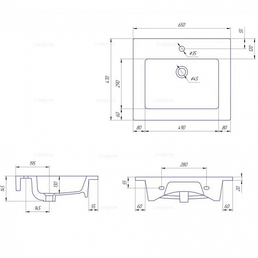 СанТа Тумба с раковиной Вегас 65 – картинка-3
