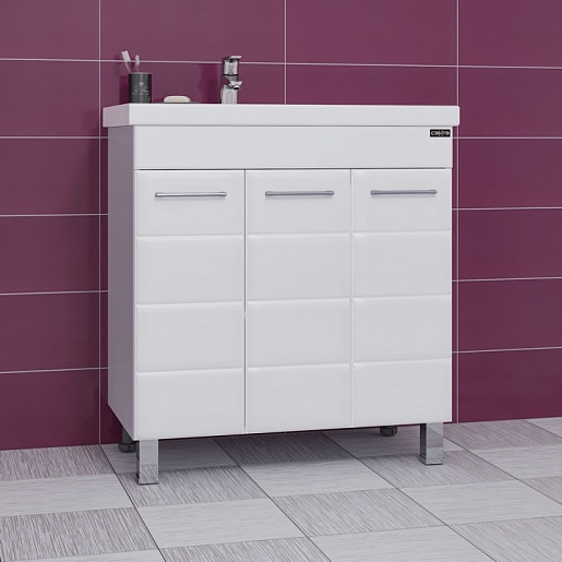 СанТа Тумба для умывальника Омега 80 напольная, дверки – фото, картинка, фотография-1