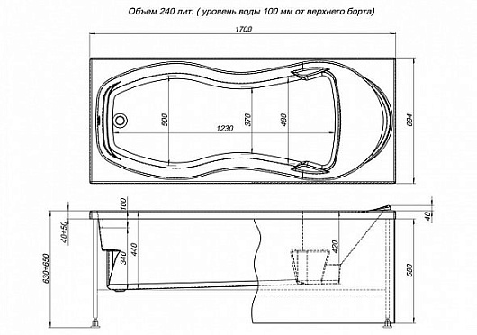 Aquanet Акриловая ванна Tessa NEW 170x70 – картинка-8