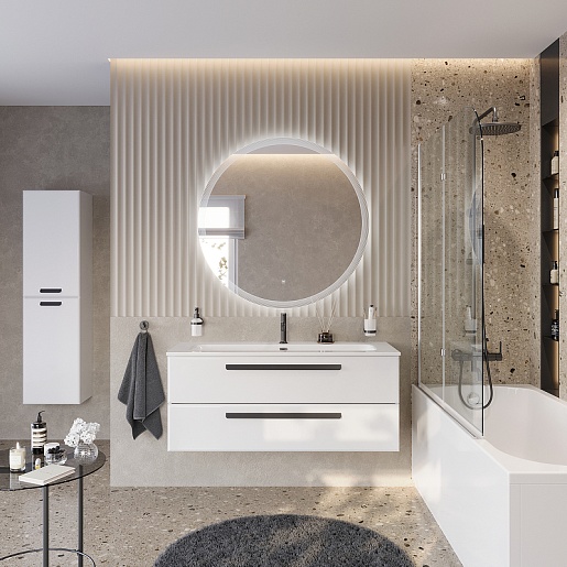 BelBagno Мебель для ванной Eco Cer-N 120 CZR-8073-120 bianco opaco ручки чёрные – фотография-2