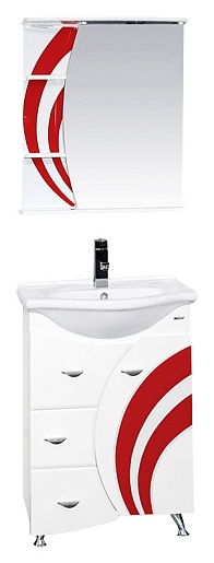 Misty Мебель для ванной Каролина 60 3 ящика R красное стекло – фото-1