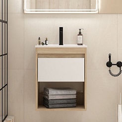 Teymi Тумба под раковину Vitra 50 подвесная без фасада дуб – фотография-5