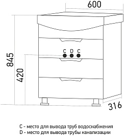 Mixline Мебель для ванной Этьен 60 R белая – фотография-9