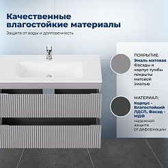 Aquanet Тумба под раковину Джейн 2.0 100 подвесная графит матовый – фотография-13
