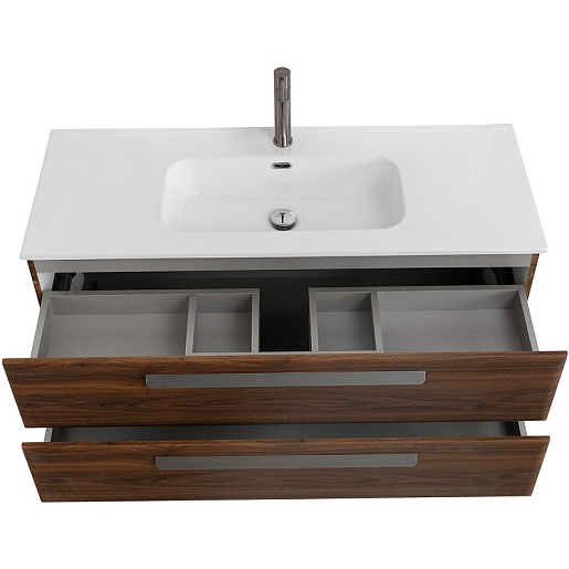 Cezares Тумба с раковиной Eco Cer-N 120 орех шоколад софт ручки сатин – фотография-2