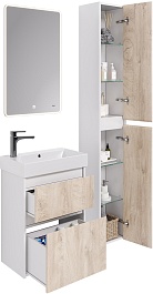 Dreja Мебель для ванной Slim 55 подвесная белая/дуб кантри – фотография-4