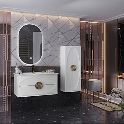 Opadiris Мебель для ванной Ибица 90 с овальным зеркалом подвесная белая/золото – фотография-3