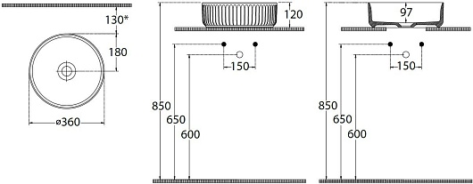 Allen Brau Мебельная накладная раковина Fantasy Line 36 4.11032.BD бордо – фотография-6