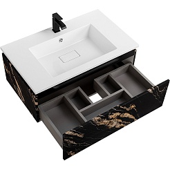 Cezares Тумба под раковину Slider 80 подвесная чёрный фьюжн – фотография-5