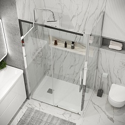 Grossman Боковая стенка Cosmo 80x195 профиль хром стекло прозрачное – фотография-5