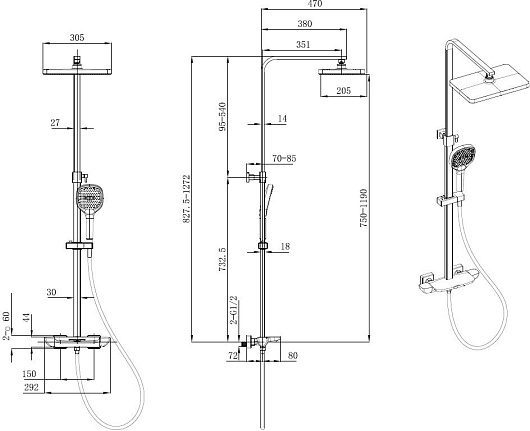 Allen Brau Душевая стойка Infinity 5.21030-31 черный матовый – картинка-17