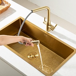 Frap Смеситель для кухни F4396-33 золотой сатин – фотография-5