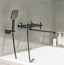 Mixline Смеситель для ванны и раковины 1/2 керамический ML38-02 "Graphite" графит – фотография-4