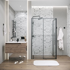 Grossman  Душевой уголок Galaxy 130x90x195 профиль черный матовый стекло прозрачное – фотография-7