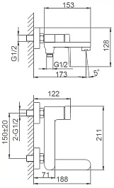 Frap Смеситель для ванны с душем H85 F3285-6 черный – фотография-4