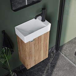 Sancos Тумба с раковиной Mini 35 R дуб галифакс натуральный раковина Element 37/21 R CN5007 – фотография-3