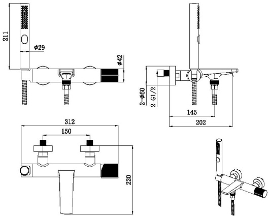 Allen Brau Смеситель для ванны Liberty 5.33006-00 хром – фотография-2