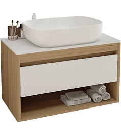 Teymi Тумба с раковиной Ritta 85 дуб эврика/белый матовый T60531 раковина T50202 – фотография-1