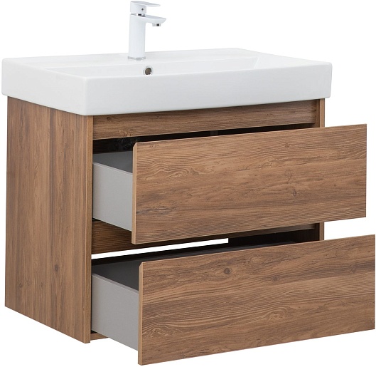 Aquanet Тумба под раковину Nova Lite 75 подвесная дуб шоколадный – фотография-6