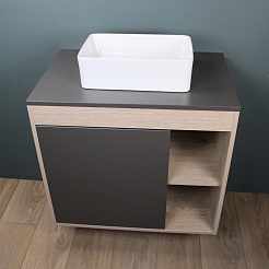 Teymi Тумба с раковиной Nura 80 Helmi Mini 38 подвесная дуб/графит – фотография-3