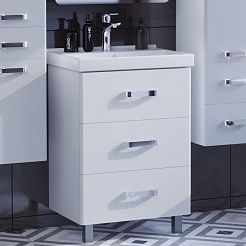 Mixline Тумба с раковиной Стив 60 3 ящика белая – фотография-4