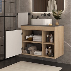 Teymi Тумба под раковину Nura 80 подвесная дуб/графит – фотография-5