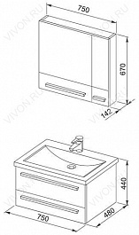 Aquanet Мебель для ванной Нота 75 камерино белая (231060) – фотография-2