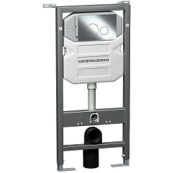 Ceramicanova Подвесной унитаз Metric Rimless с шумоизоляционной панелью CN1000 с системой инсталляции Envision кнопка Round хром – фотография-2