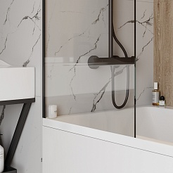 Teymi Шторка на ванну Timo 60x140 профиль черный матовый стекло прозрачное – фотография-8