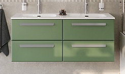 Cezares Тумба с раковиной Eco Cer-N 120 с 4 ящиками фисташковый софт CZR-8095-120-2 ручки серые – фотография-1