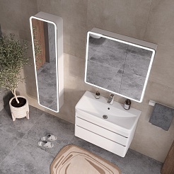 Equil Тумба под раковину Soldi 80 2 ящика подвесная белый софт – фотография-9