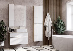 Акватон Тумба с раковиной Мишель 80 с гранитной столешницей дуб эндгрейн/белый – фотография-10