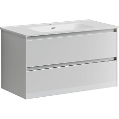 Sancos Тумба с раковиной Cento 90 белый глянец раковина Element 91 CN7002 – фотография-1