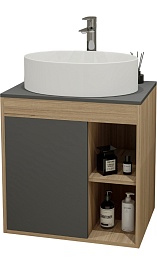 Teymi Тумба с раковиной Nura 60 дуб эврика/графит матовый T60529 раковина T50502 – фотография-1