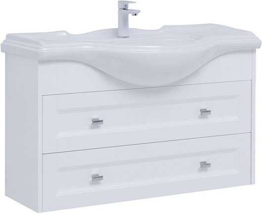 Aquanet Тумба под раковину Монте 105 подвесная белая матовая – фото-1