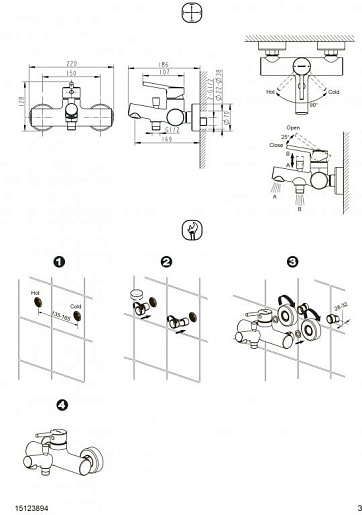 Bravat Смеситель для вынны с душем Palace F6172217CP-01-RUS – фотография-2