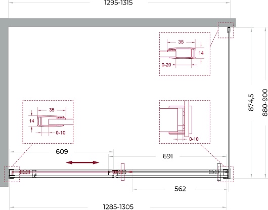 BelBagno Душевой уголок Soft Close-1 SOFT_CLOSE-1-AH-1-130/90-C-GM 130x90 профиль оружейная сталь стекло прозрачное – картинка-11