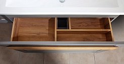 Бриклаер Тумба с раковиной Берлин 100 оникс серый с ручкой дуб золотой – фотография-4