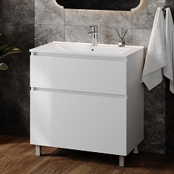 Teymi Тумба с раковиной Laina 80 белая матовая – фотография-4