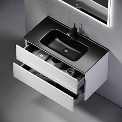 Sancos Тумба с раковиной Urban 90 белый глянец раковина Element 91 CN7002MB – фотография-5