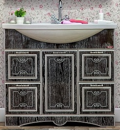 Sanflor Мебель для ванной Адель 100 венге, патина серебро – фотография-3