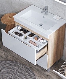 Vigo Мебель для ванной Grani 750-0-2 белая/дуб сонома – фотография-8