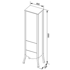 Aquanet Пенал для ванной "Виктория 40" белый/золото – фотография-2